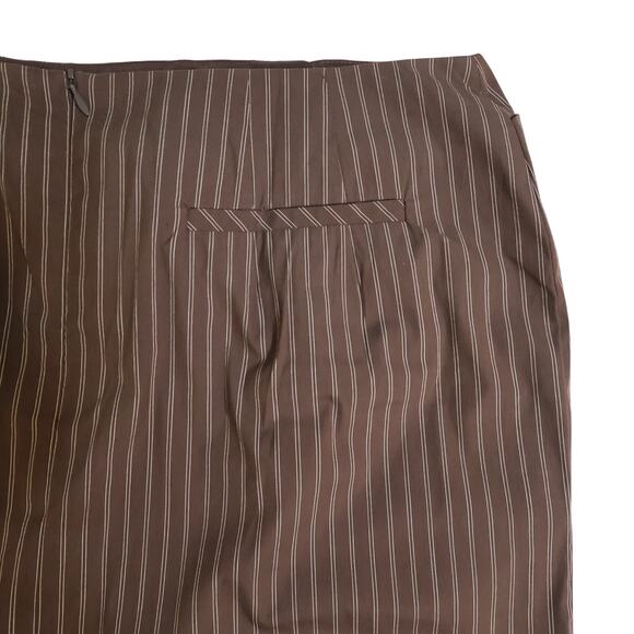 Talbots Pinstripe Brown & White Tailored Pencil Skirt Sz 14 NWT Preppy Corpcore - Picture 7 of 12